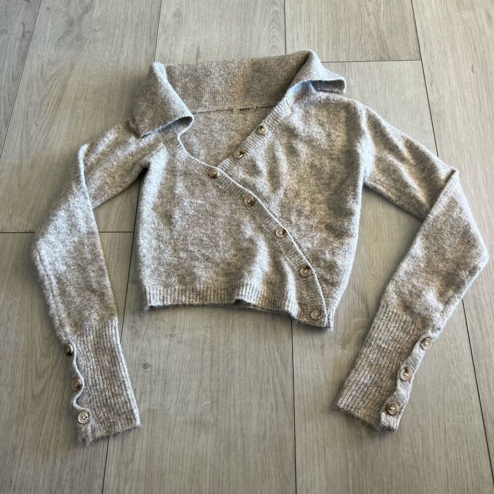 Gray Button-Up Women's Sweater
